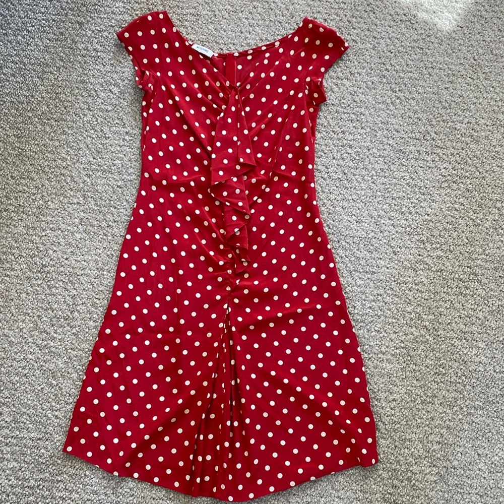 Vintage Moschino 90’s red white polka dot silk dress size 8